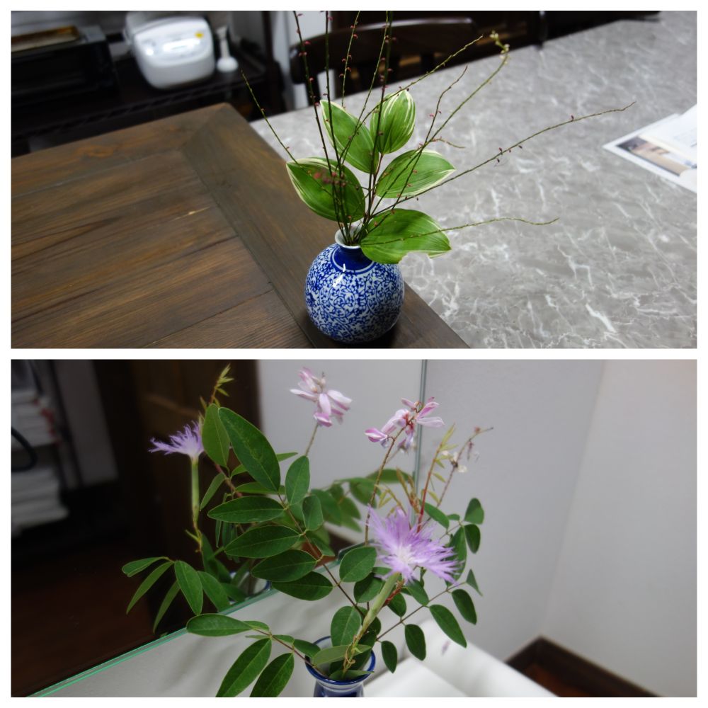津和野A邸 花瓶に花を活ける